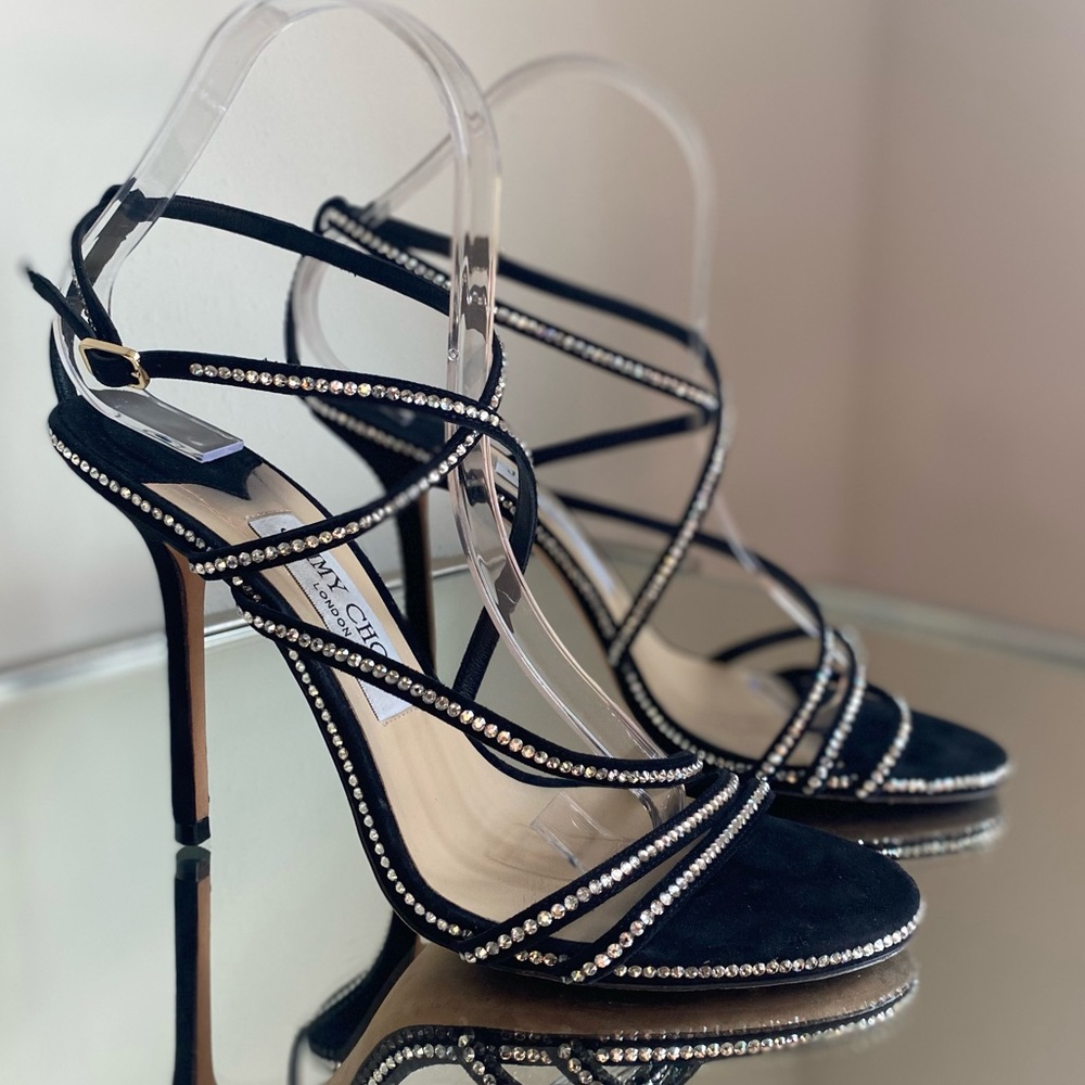EUC JIMMY CHOO DUDETTE STILETTO SANDALS 38 $1,050 - Picture 13 of 16